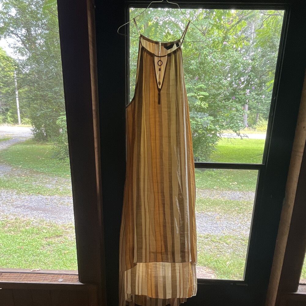 Women’s XL MLLE GABRIELLE Striped Halter Sleeveless Layered Hem Midi Dress